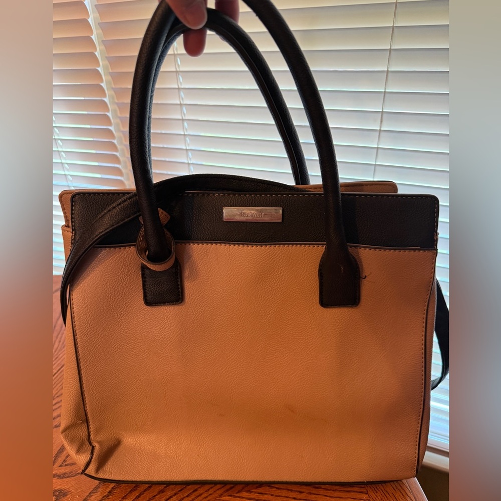 Nine West Designer Tote bag • Tan and Black Women's Handbag